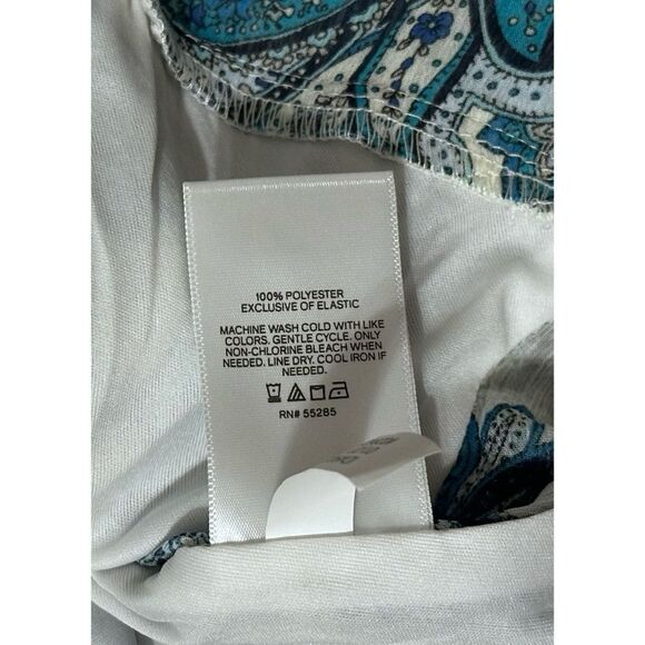 EXPRESS Women’s Blue Paisley Wrap Front Ruffle Top, SZ M - Picture 6 of 6